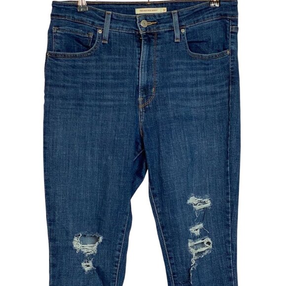 Levis 721 High Rise Skinny Jeans Womens Size 31 Distressed Blue Denim - Picture 3 of 7